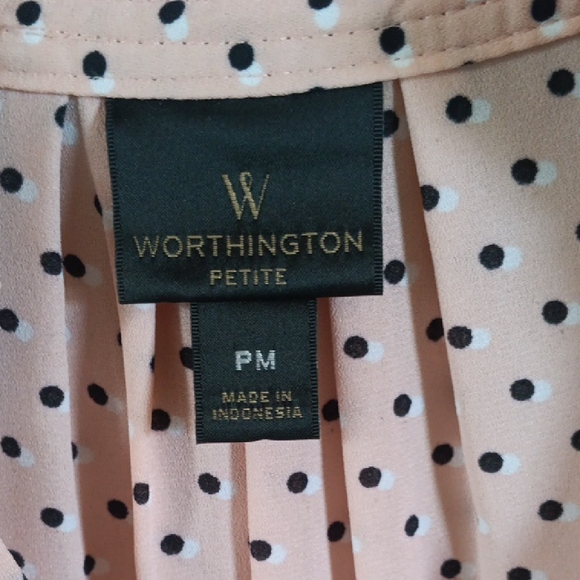 Worthington Pink and Black Polka Dot Blouse - Picture 2 of 2